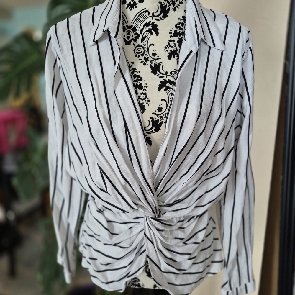 Sheike Black and White Striped Blouse